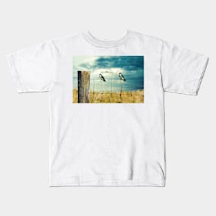 Tree Swallows On Fence Kids T-Shirt